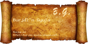 Burján Gyula névjegykártya
